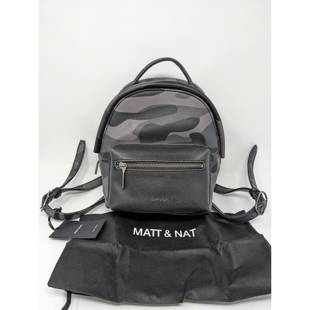 MATT AND NAT Bali Mini Vegan Leather Black Camo Small Backpack NWT